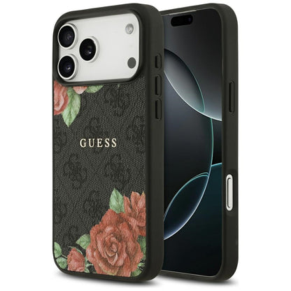 MagSafe Case for Apple iPhone 17 Pro Max, Guess, 4G Flowers Print, Black