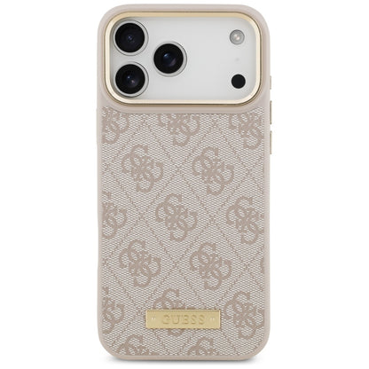 Coque MagSafe pour Apple iPhone 17 Pro Max, Guess, Plaque Logo 4G, Rose