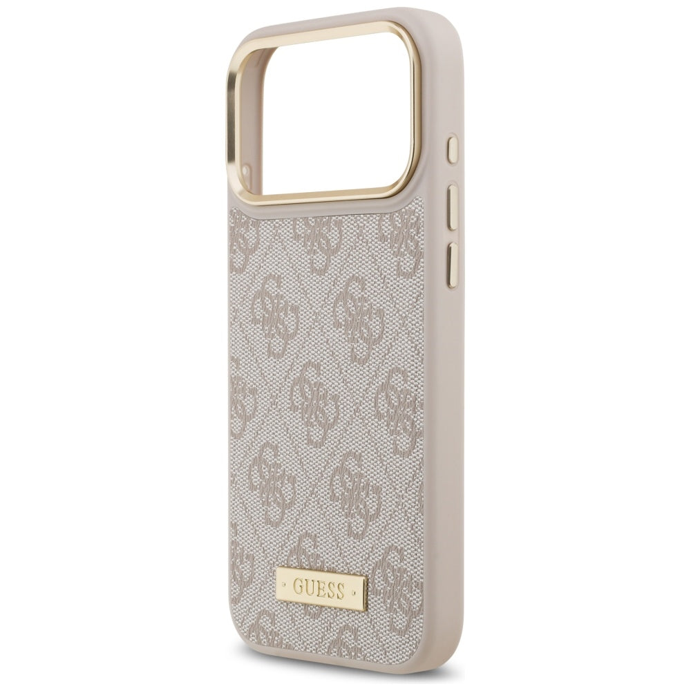 Coque MagSafe pour Apple iPhone 17 Pro Max, Guess, Plaque Logo 4G, Rose