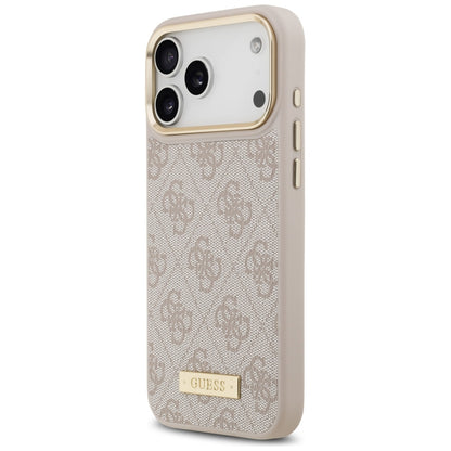 Coque MagSafe pour Apple iPhone 17 Pro Max, Guess, Plaque Logo 4G, Rose