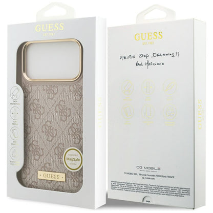 Coque MagSafe pour Apple iPhone 17 Pro Max, Guess, Plaque Logo 4G, Rose