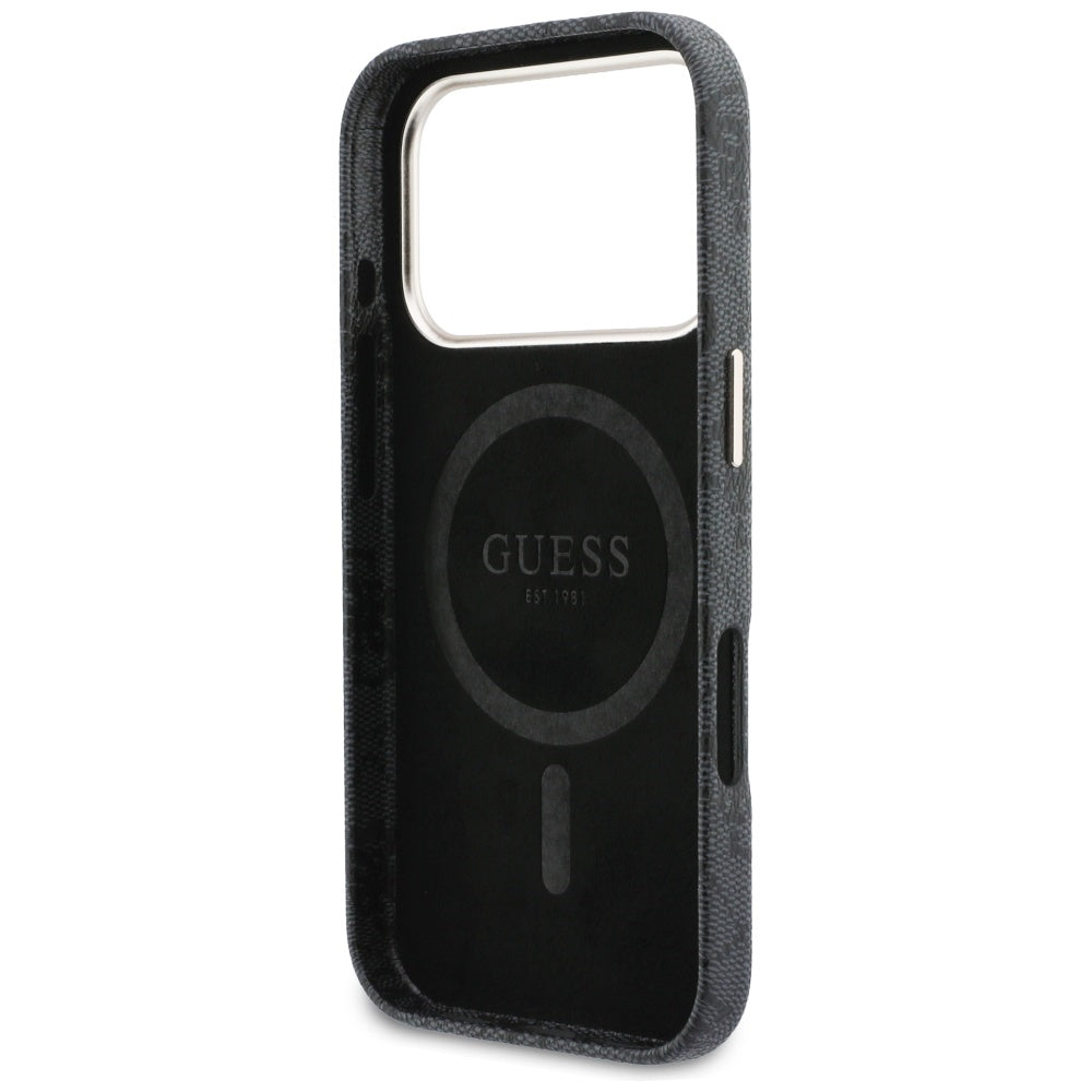 Coque MagSafe pour Apple iPhone 17 Pro Max, Guess, Logo Script 4G, Noire