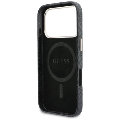 Coque MagSafe pour Apple iPhone 17 Pro Max, Guess, Logo Script 4G, Noire
