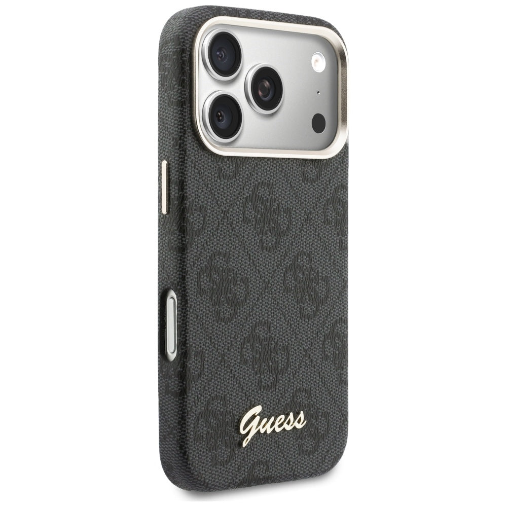 Coque MagSafe pour Apple iPhone 17 Pro Max, Guess, Logo Script 4G, Noire