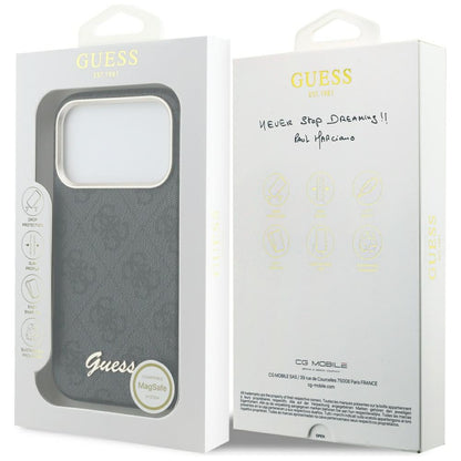 Coque MagSafe pour Apple iPhone 17 Pro Max, Guess, Logo Script 4G, Noire