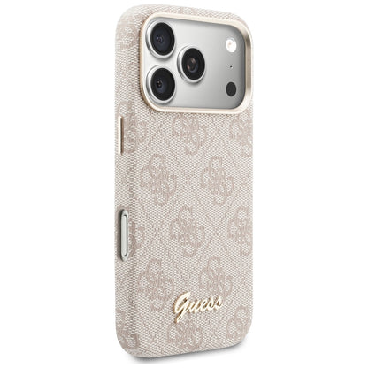 Custodia MagSafe per Apple iPhone 17 Pro Max, Guess, 4G Script Logo, Rosa