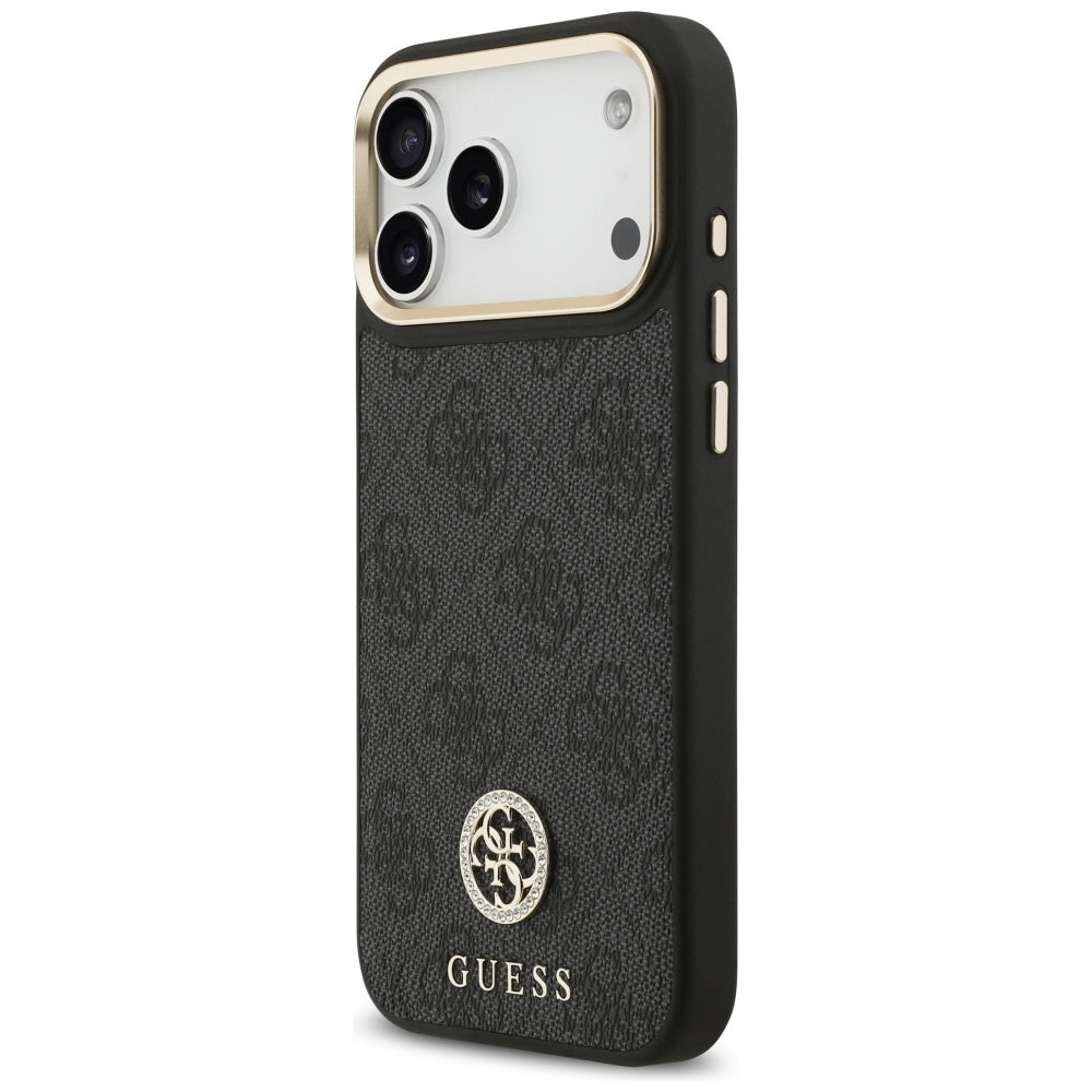 Custodia MagSafe per Apple iPhone 17 Pro Max, Guess, 4G Strass Logo, Nera