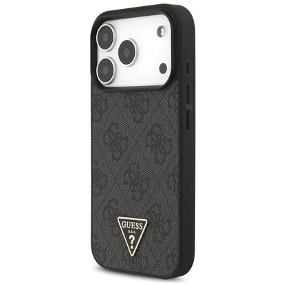 MagSafe Hülle für Apple iPhone 17 Pro Max, Guess, 4G Triangle Logo mit Kordelband, Schwarz