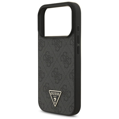 MagSafe Hülle für Apple iPhone 17 Pro Max, Guess, 4G Triangle Logo mit Kordelband, Schwarz