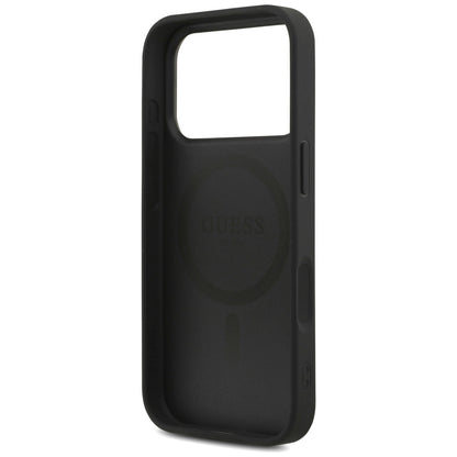 MagSafe Hülle für Apple iPhone 17 Pro Max, Guess, 4G Triangle Logo mit Kordelband, Schwarz