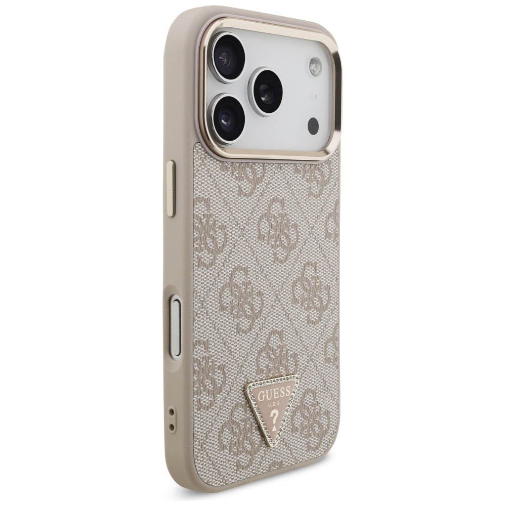 MagSafe Hülle für Apple iPhone 17 Pro Max, Guess, 4G Triangle Logo, Roségold