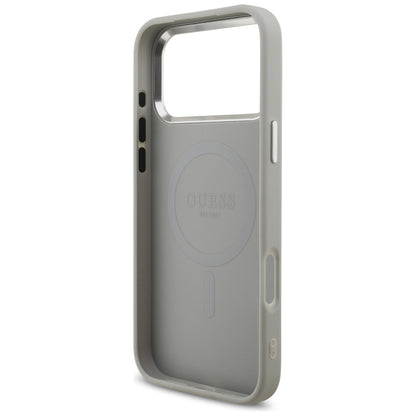 Coque MagSafe pour Apple iPhone 17 Pro Max, Guess, Logo Triangle Pailleté, Argentée