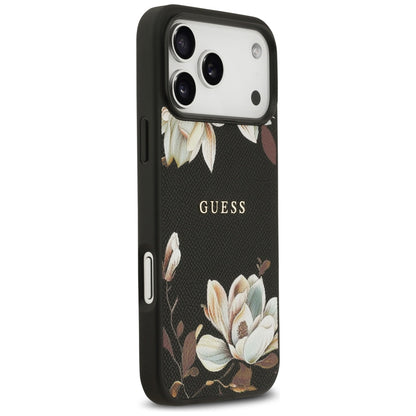 Étui MagSafe pour Apple iPhone 17 Pro Max, Guess, Grained Flowers, Noir