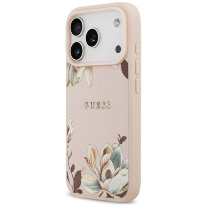 MagSafe Case for Apple iPhone 17 Pro Max, Guess, Grained Flowers, Pink