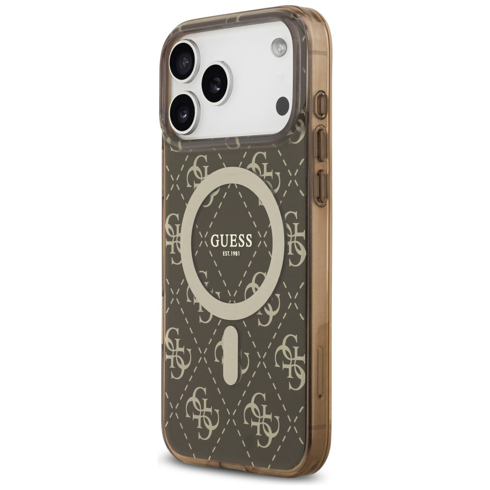 Étui MagSafe pour Apple iPhone 17 Pro Max, Guess, IML 4G Background, Marron