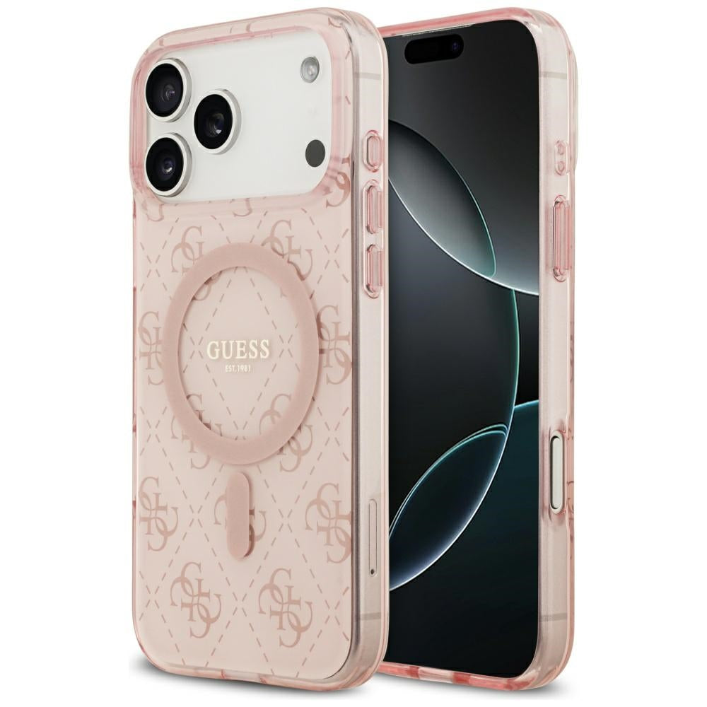 Étui MagSafe pour Apple iPhone 17 Pro Max, Guess, IML 4G Background, Rose