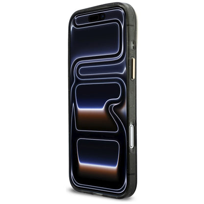 Custodia MagSafe per Apple iPhone 17 Pro Max, Guess, IML Glitter Script Strap, Nera