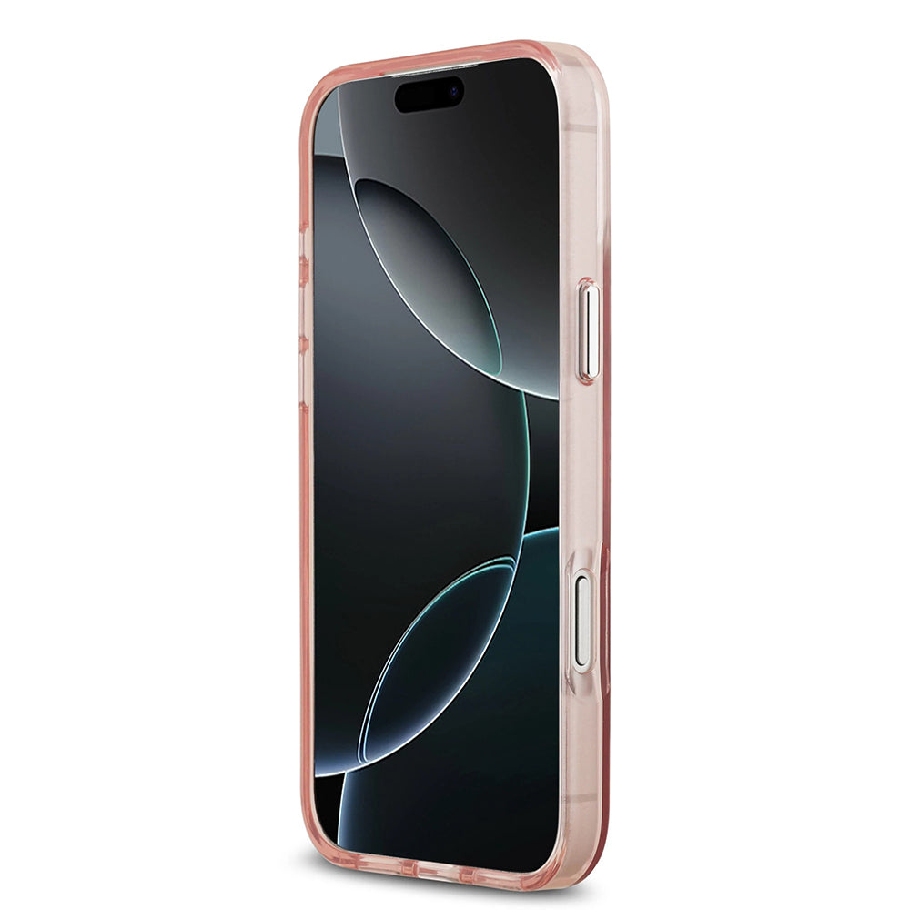 Custodia MagSafe per Apple iPhone 17 Pro Max, Guess, Logo Triangolo Gradiente IML, Rosa