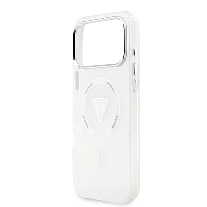 Coque MagSafe pour Apple iPhone 17 Pro Max, Guess, Logo Triangle Dégradé IML, Transparente