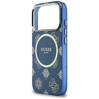 MagSafe Hülle für Apple iPhone 17 Pro Max, Guess, IML Peony Dot, Blau