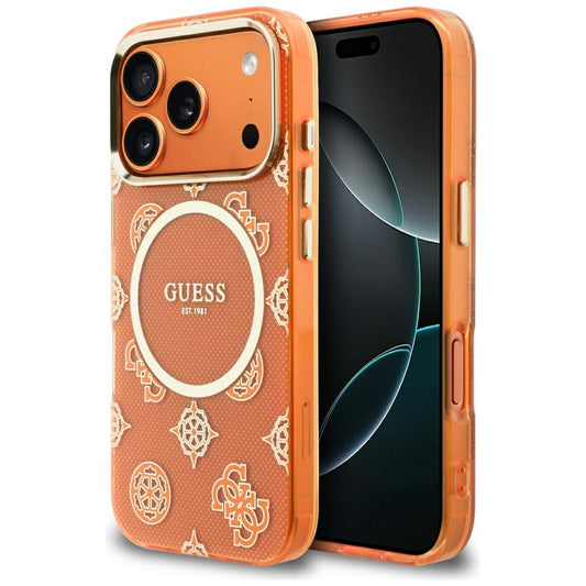 MagSafe Hülle für Apple iPhone 17 Pro Max, Guess, IML Peony Dot, Orange