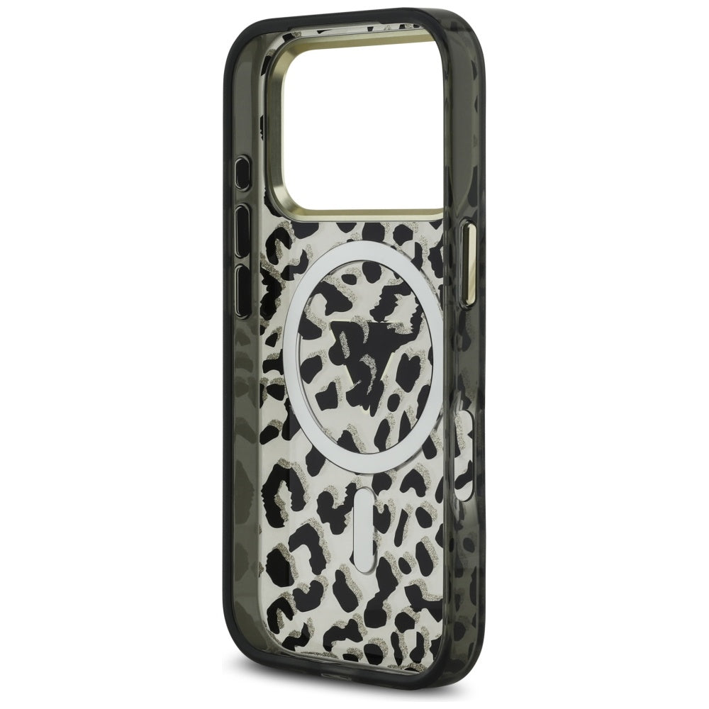 MagSafe Case for Apple iPhone 17 Pro Max, Guess, Leopard Glitter, Black