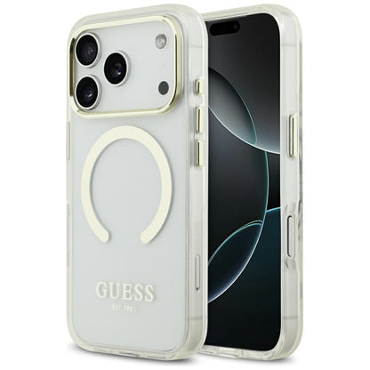 MagSafe Hülle für Apple iPhone 17 Pro Max, Guess, Metal Outline, Gold