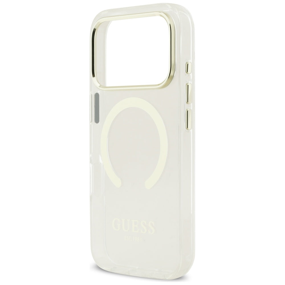 MagSafe Hülle für Apple iPhone 17 Pro Max, Guess, Metal Outline, Gold