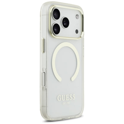 MagSafe Hülle für Apple iPhone 17 Pro Max, Guess, Metal Outline, Gold