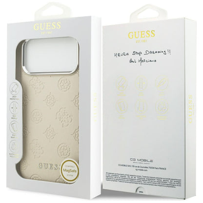Étui MagSafe pour Apple iPhone 17 Pro Max, Guess, Peony Hot Stamp Script, Beige