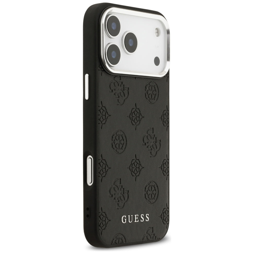 Coque MagSafe pour Apple iPhone 17 Pro Max, Guess, Peony Hot Stamp Script, Noire