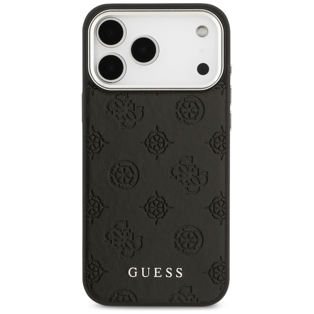 Coque MagSafe pour Apple iPhone 17 Pro Max, Guess, Peony Hot Stamp Script, Noire