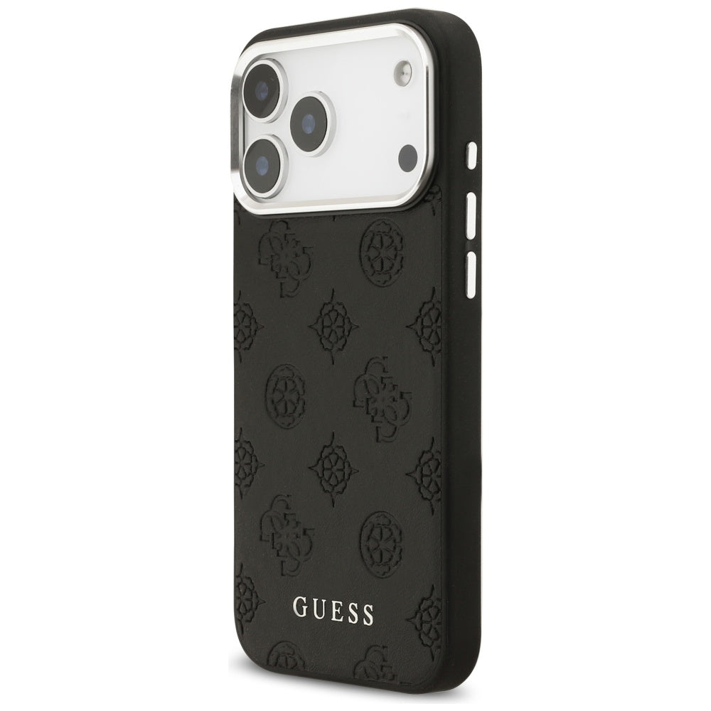 Coque MagSafe pour Apple iPhone 17 Pro Max, Guess, Peony Hot Stamp Script, Noire