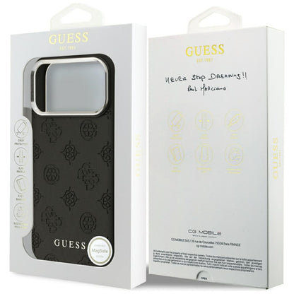 Coque MagSafe pour Apple iPhone 17 Pro Max, Guess, Peony Hot Stamp Script, Noire