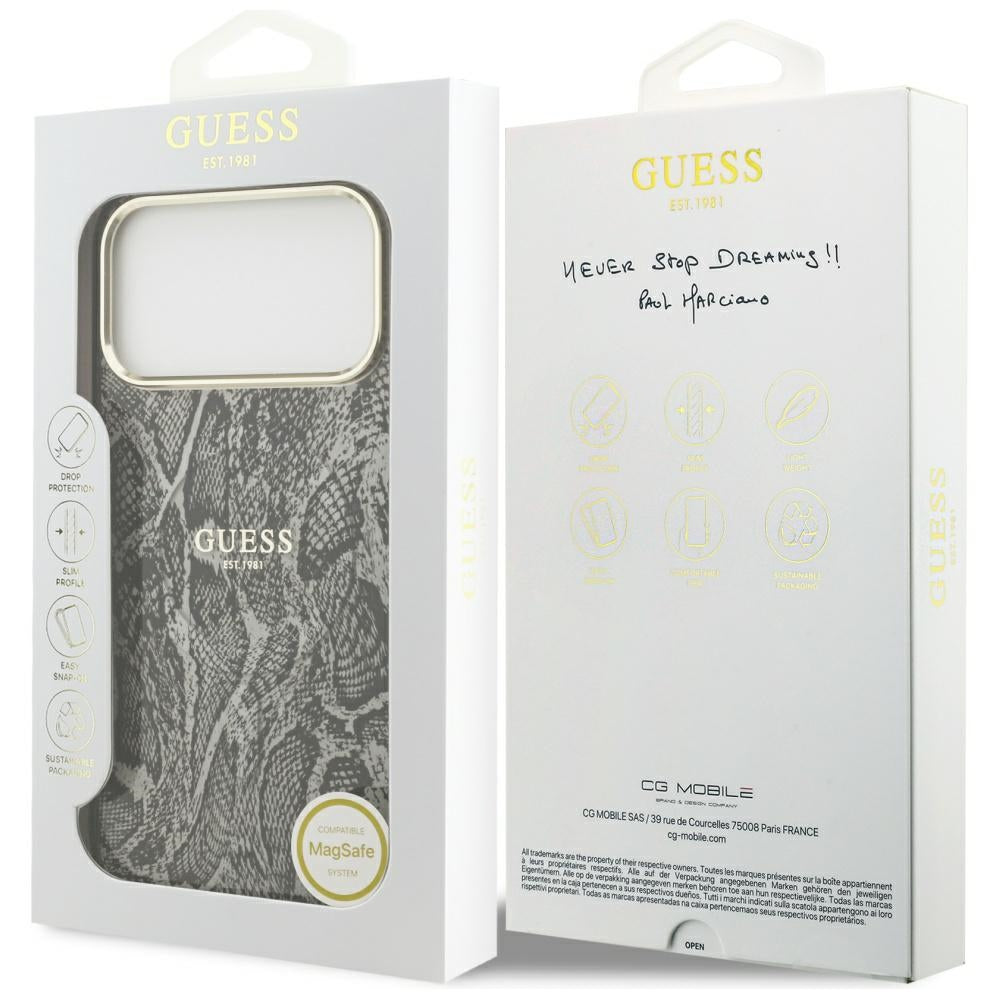 Custodia MagSafe per Apple iPhone 17 Pro Max, Guess, Motivo Pitone, Nera