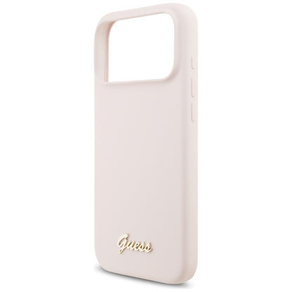 MagSafe Case for Apple iPhone 17 Pro Max, Guess, Script Metal Logo, Light Pink