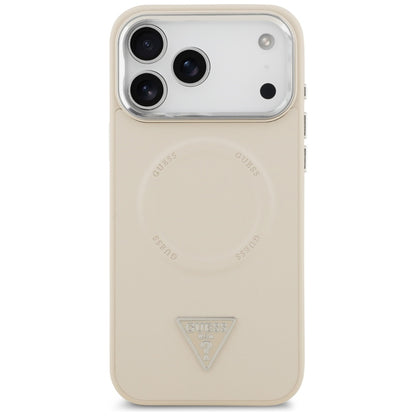 Custodia MagSafe per Apple iPhone 17 Pro Max, Guess, Logo Triangolo, Beige Argentato