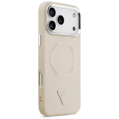 Custodia MagSafe per Apple iPhone 17 Pro Max, Guess, Logo Triangolo, Beige Argentato