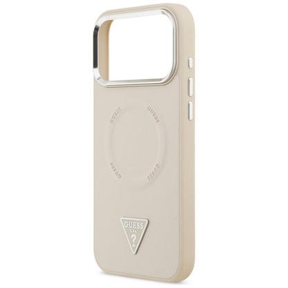 Custodia MagSafe per Apple iPhone 17 Pro Max, Guess, Logo Triangolo, Beige Argentato
