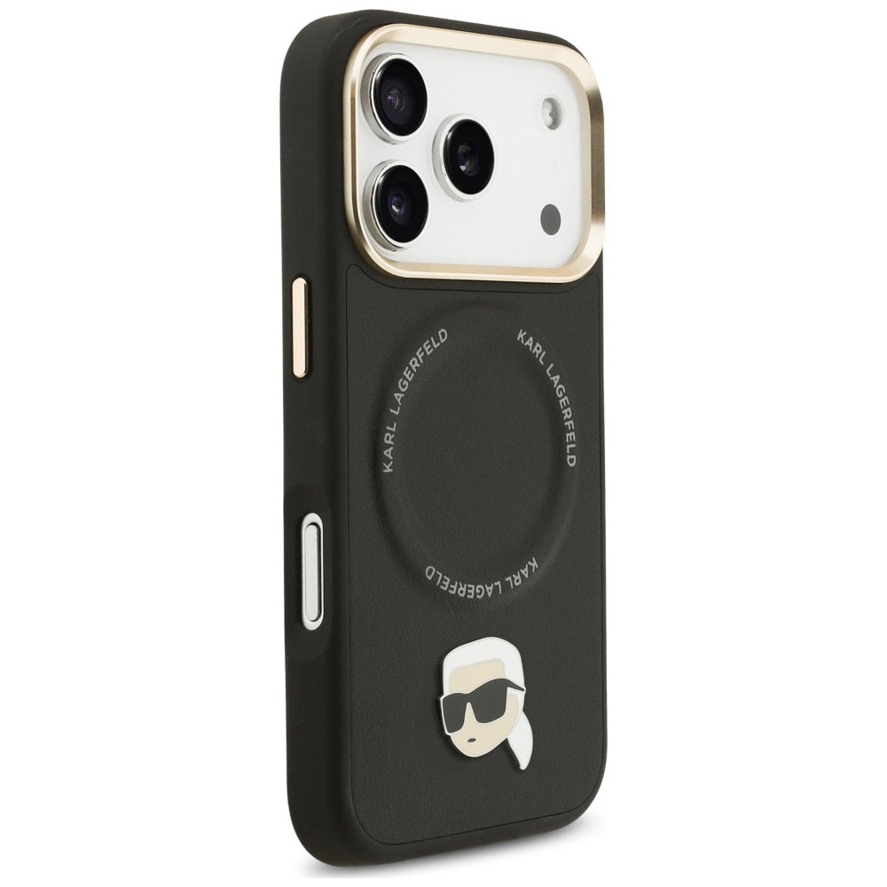 Étui MagSafe pour Apple iPhone 17 Pro Max, Karl Lagerfeld, Big Strap Karl Metal Logo, Noir
