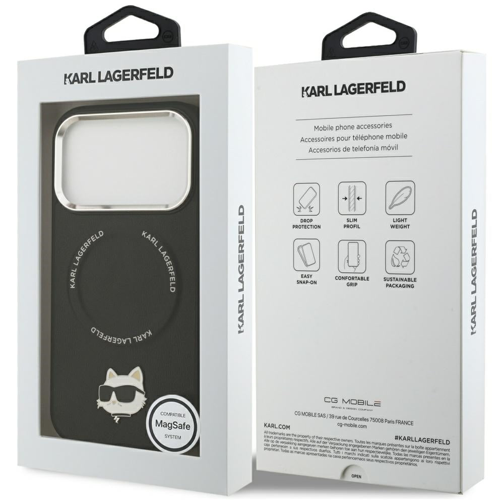 Coque MagSafe pour Apple iPhone 17 Pro Max, Karl Lagerfeld, Choupette Pin, Noire