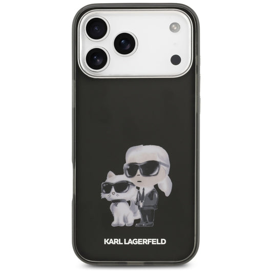 Custodia MagSafe per Apple iPhone 17 Pro Max, Karl Lagerfeld, IML Aquarelle Logo Karl & Choupette, Nera