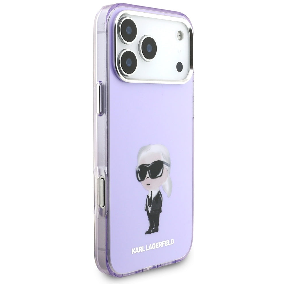 Étui MagSafe pour Apple iPhone 17 Pro Max, Karl Lagerfeld, IML Aquarelle Logo Karl, Violet