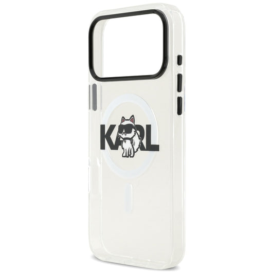 Custodia MagSafe per Apple iPhone 17 Pro Max, Karl Lagerfeld, IML Sketch Logo Choupette, Trasparente