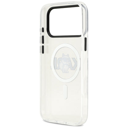 Housse MagSafe pour Apple iPhone 17 Pro Max, Karl Lagerfeld, IML Sketch Logo Choupette, Transparente