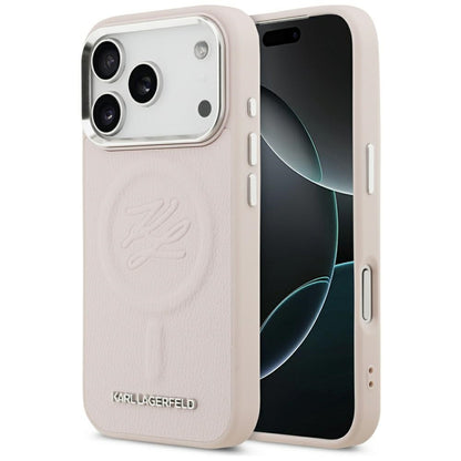 MagSafe Hülle für Apple iPhone 17 Pro Max, Karl Lagerfeld, Initial & Metal Logo, Rosa