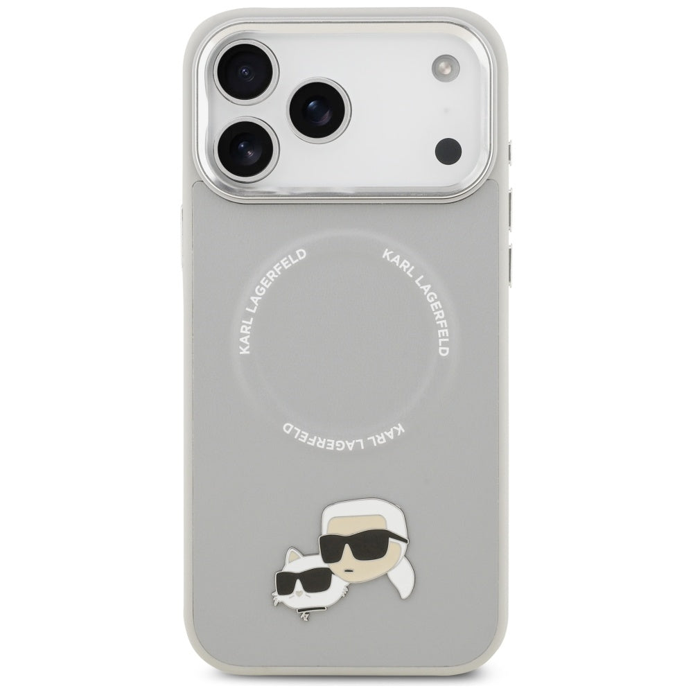Custodia MagSafe per Apple iPhone 17 Pro Max, Karl Lagerfeld, Karl & Choupette Pins, Grigio