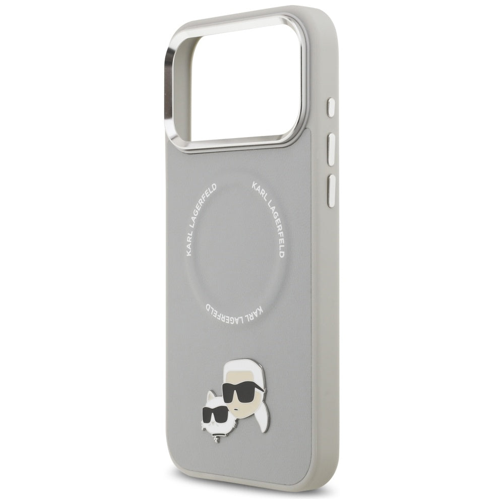 Custodia MagSafe per Apple iPhone 17 Pro Max, Karl Lagerfeld, Karl & Choupette Pins, Grigio
