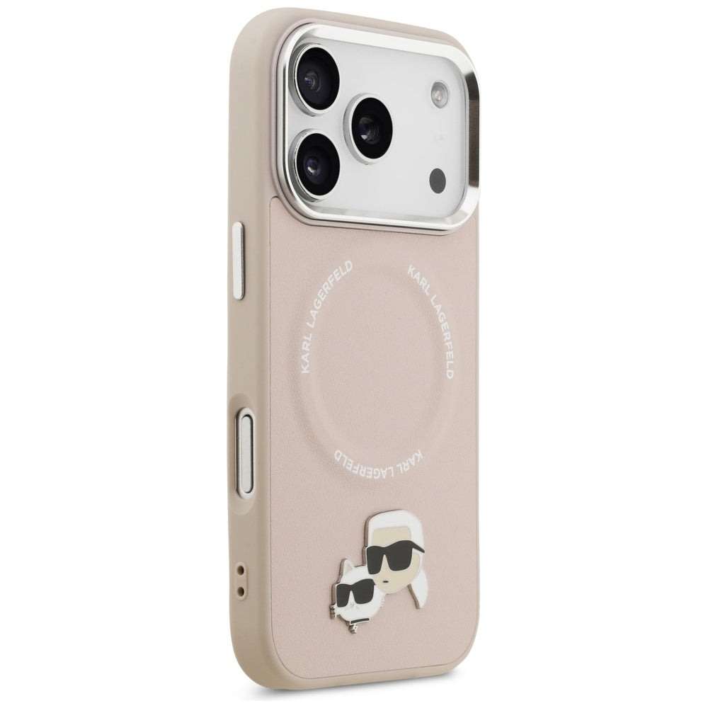Custodia MagSafe per Apple iPhone 17 Pro Max, Karl Lagerfeld, Karl & Choupette Pins, Rosa