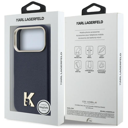 Coque MagSafe pour Apple iPhone 17 Pro Max, Karl Lagerfeld, Logo Karl Head, Bleue